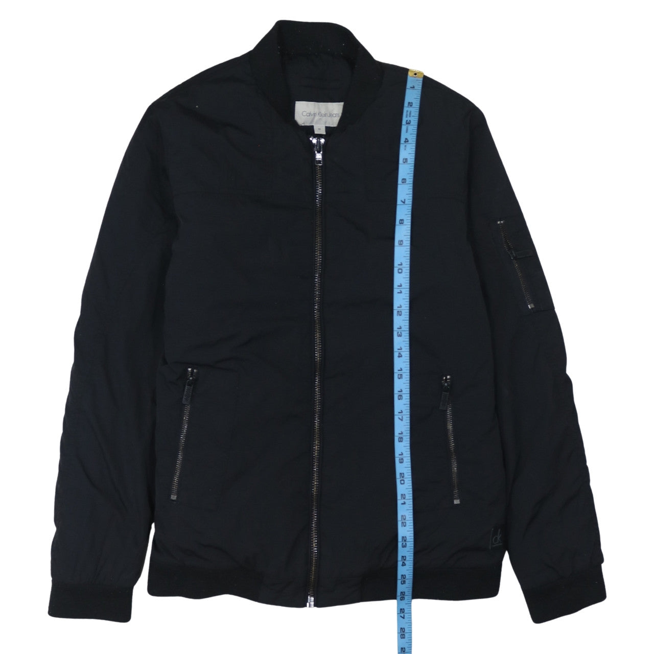 Calvin Klein Jeans Men's Black Bomber Jacket Size M Polyester Zip