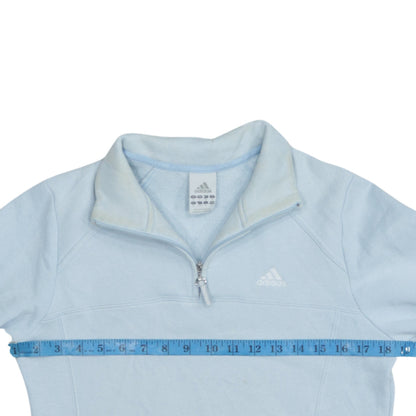 Adidas Women's Light Blue 1/2 Zip Pullover Sweatshirt UK 10