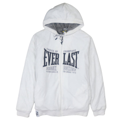 Everlast Mens White Full Zip Hoodie XL Boxing Graphic Fleece Hooded Sweatshirt