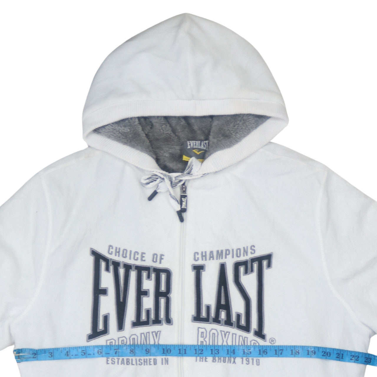 Everlast Mens White Full Zip Hoodie XL Boxing Graphic Fleece Hooded Sweatshirt
