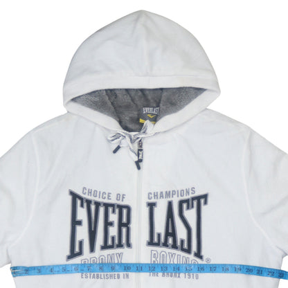 Everlast Mens White Full Zip Hoodie XL Boxing Graphic Fleece Hooded Sweatshirt