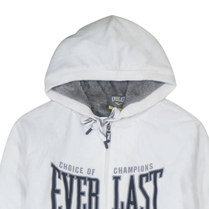 Everlast Mens White Full Zip Hoodie XL Boxing Graphic Fleece Hooded Sweatshirt