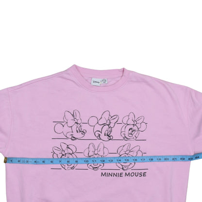Disney Women Pink Minnie Mouse Sweatshirt Size M Crew Neck Pullover