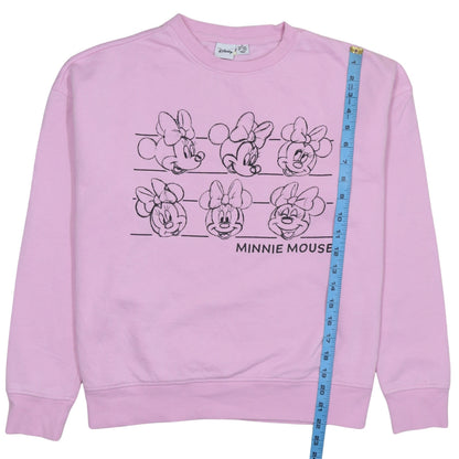 Disney Women Pink Minnie Mouse Sweatshirt Size M Crew Neck Pullover