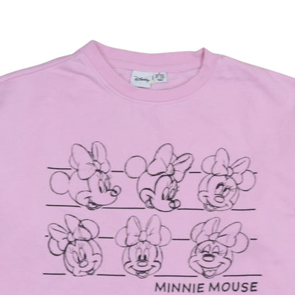 Disney Women Pink Minnie Mouse Sweatshirt Size M Crew Neck Pullover