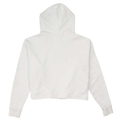 Puma Women White Small Pullover Hoodie Cotton Logo Relaxed Fit