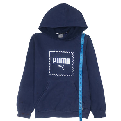 Puma Teens Blue Pullover Hoodie L Logo Fleece Sweatshirt
