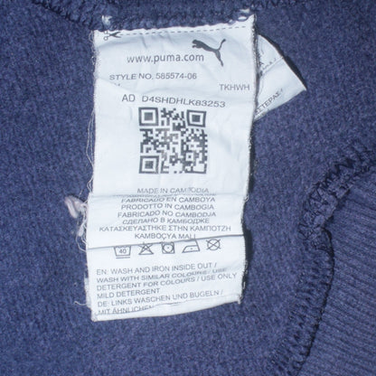 Puma Teens Blue Pullover Hoodie L Logo Fleece Sweatshirt