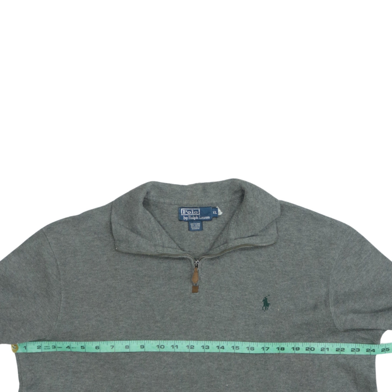 Ralph Lauren Men's Grey Cotton 1/4 Zip Jumper XL