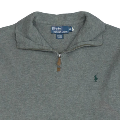 Ralph Lauren Men's Grey Cotton 1/4 Zip Jumper XL