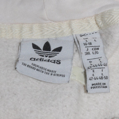 Adidas Men's White Pullover Hoodie L Logo Fleece Sweatshirt