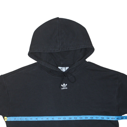 Adidas Womens Black Pullover Hoodie Size 10 Cotton Casual Sweatshirt