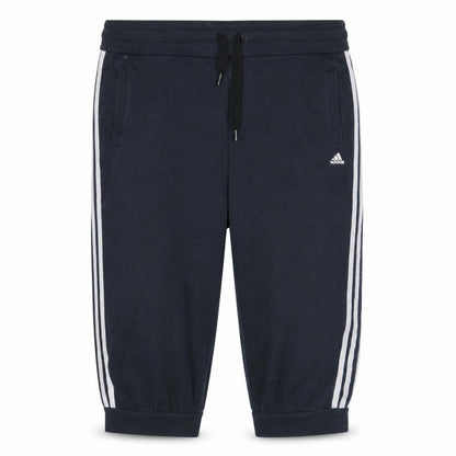 Front view of Adidas Women Black L Athletic Shorts with White Stripes