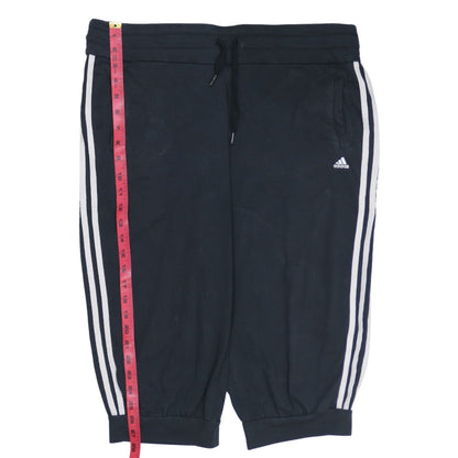 Adidas Women Black L Athletic Shorts with White Stripes