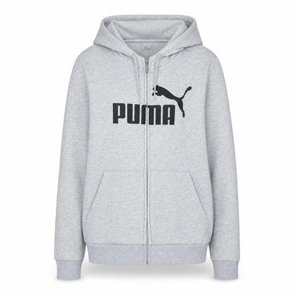 Puma Womens Grey Full Zip Hoodie Size 10 Logo Hooded Sweatshirt