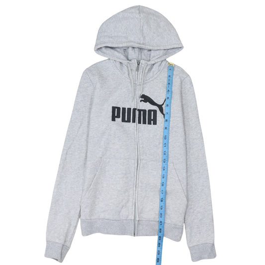 Puma Womens Grey Full Zip Hoodie Size 10 Logo Hooded Sweatshirt