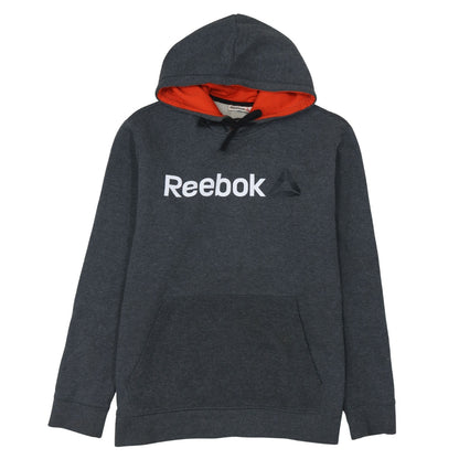 Reebok Men's Grey Hoodie L Pullover Logo Cotton Blend Warm Sweatshirt
