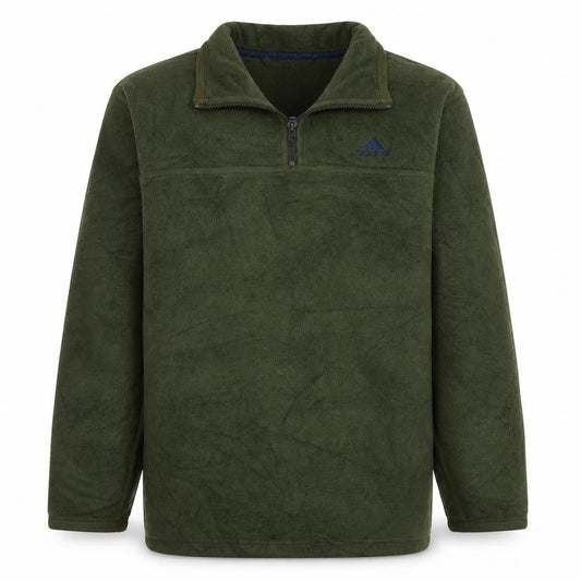 Adidas Men's Green Fleece 1/4 Zip Pullover Sweatshirt M