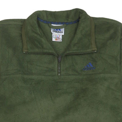 Adidas Men's Green Fleece 1/4 Zip Pullover Sweatshirt M
