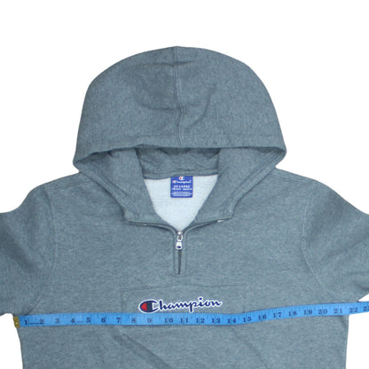 Champion Boys Grey 2XL Pullover Fleece Hoodie with Logo and Zip Detail