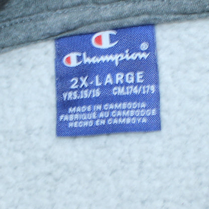 Champion Boys Grey 2XL Pullover Fleece Hoodie with Logo and Zip Detail
