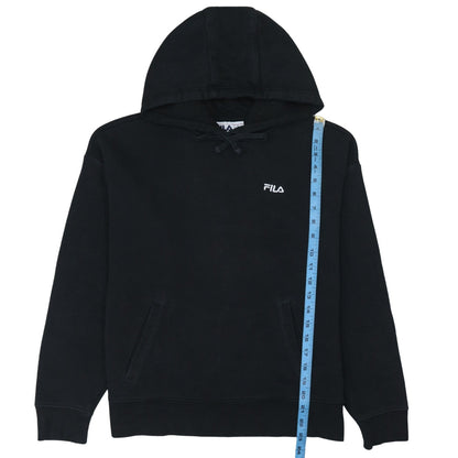 Fila Women Black Pullover Hoodie Medium Cotton Blend Casual