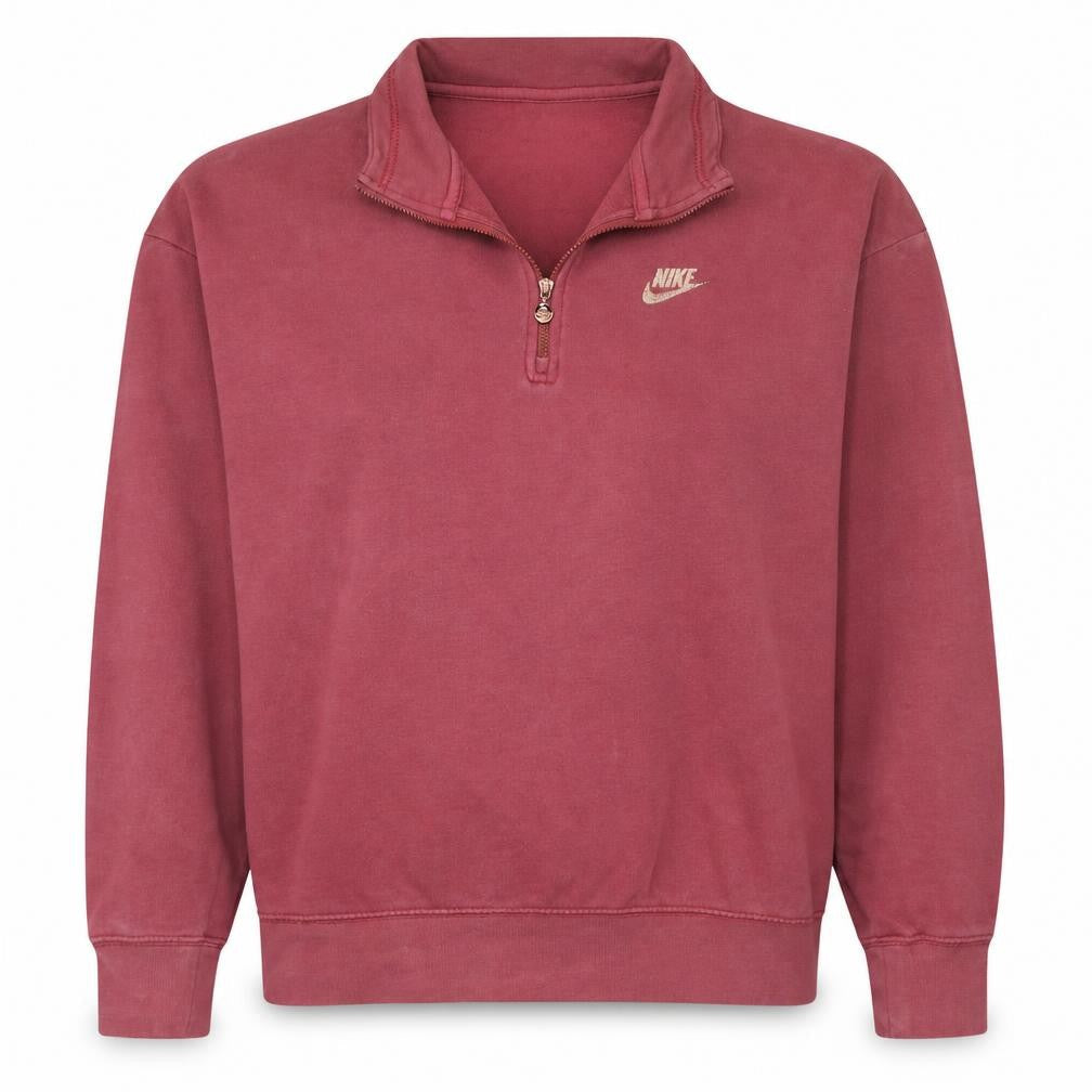 Nike Womens Pink 1/4 Zip Oversized Sweatshirt S Cotton Blend
