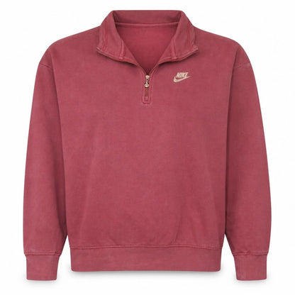 Nike Womens Pink 1/4 Zip Oversized Sweatshirt S Cotton Blend