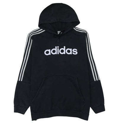 Adidas Mens Black 2XL Pullover Hoodie with Logo and Pockets