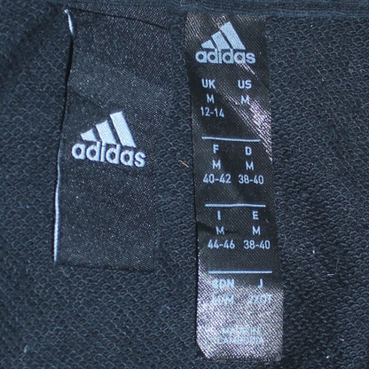 Adidas Women Black Full Zip Hoodie Medium UK 12-14 Cotton Blend