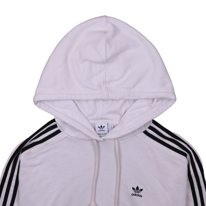 Adidas Women’s White Hoodie XS Cotton Blend 3-Stripes Pullover