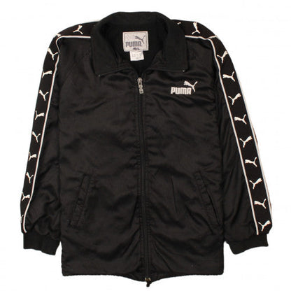 Puma Boys Black Track Jacket Full Zip Logo Sportswear Size 150