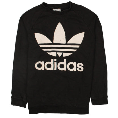 Adidas Womens Black Crew Neck Pullover Sweatshirt Size 14