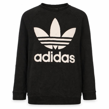Adidas Womens Black Crew Neck Pullover Sweatshirt Size 14