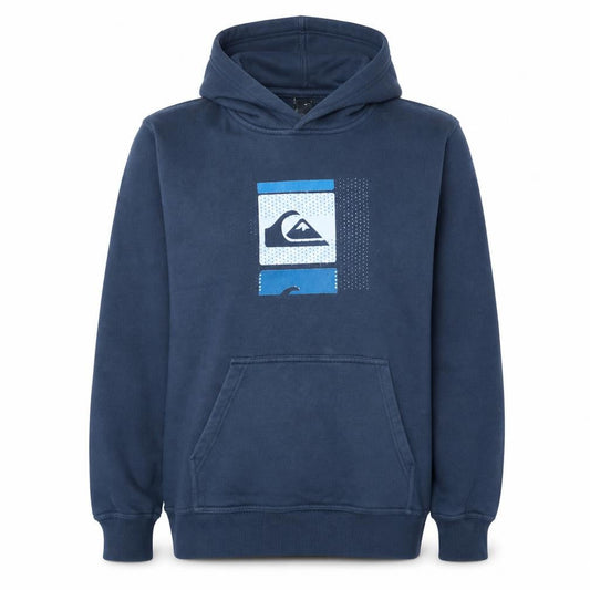 Front view of Quiksilver Teens Blue Pullover Hoodie, size 16, Cotton Blend