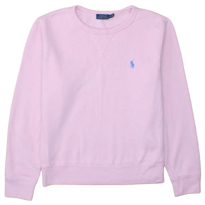 Ralph Lauren Women Pink Crew Neck Pullover Sweatshirt Size L Cotton Blend