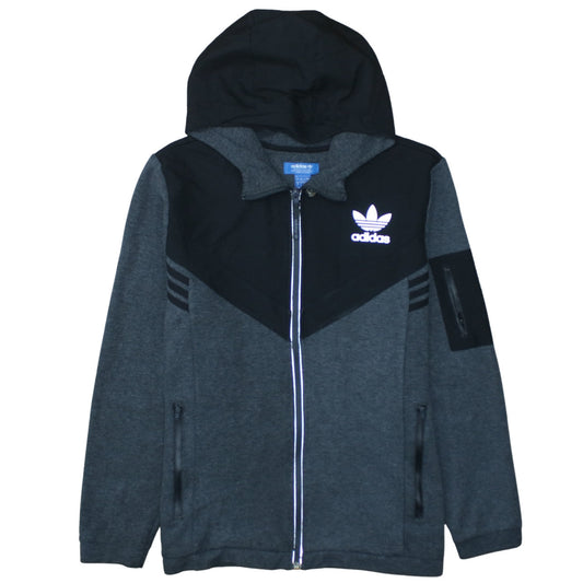 Adidas Men’s Grey Full Zip Hoodie Size L Sportswear Sweatshirt