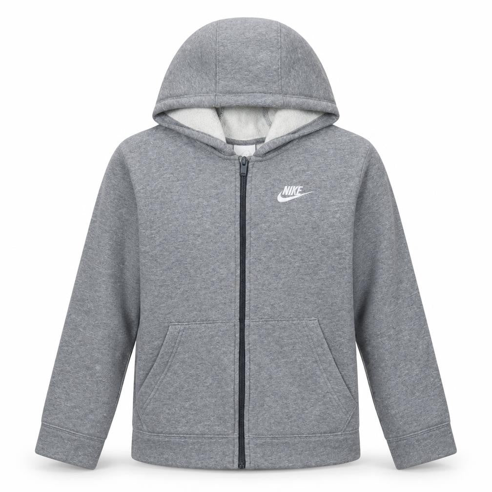 Nike Boys Grey Full Zip Hoodie L Fleece Lined Casual Sweatshirt 12-13 Years