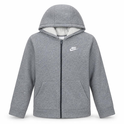 Nike Boys Grey Full Zip Hoodie L Fleece Lined Casual Sweatshirt 12-13 Years