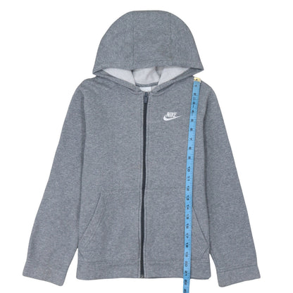 Nike Boys Grey Full Zip Hoodie L 147-158cm Fleece Lined Casual Sweatshirt