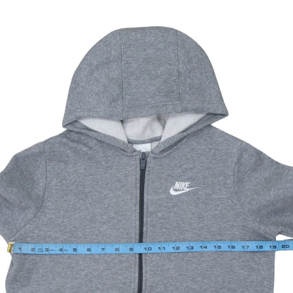 Nike Boys Grey Full Zip Hoodie L 147-158cm Fleece Lined Casual Sweatshirt