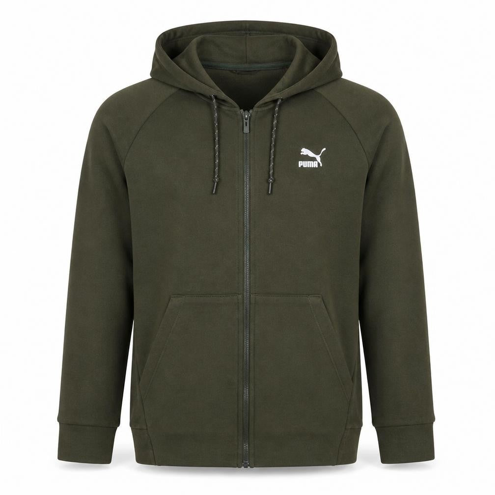 Puma Men's Green Full Zip Hoodie Size M Sports Casual