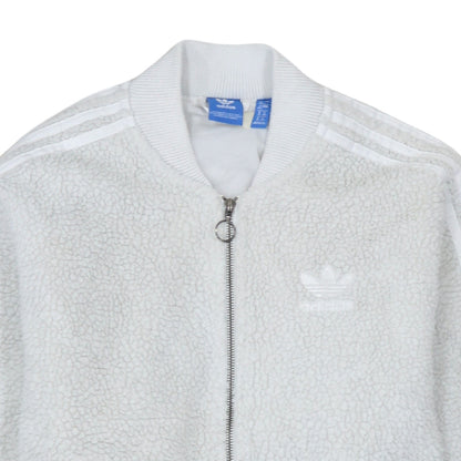 Adidas Womens White Fleece Lined Track Jacket Size 12 Regular Fit