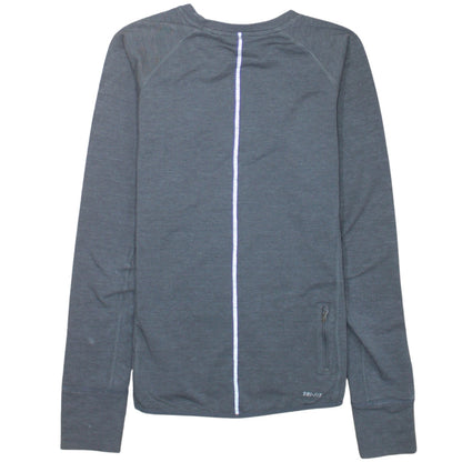 Nike Men's Grey Dri-Fit Running Long Sleeve Athletic Top Size S