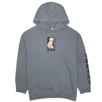 H&M Boys Grey Naruto Anime Pullover Hoodie 11-12 Years Graphic Fleece