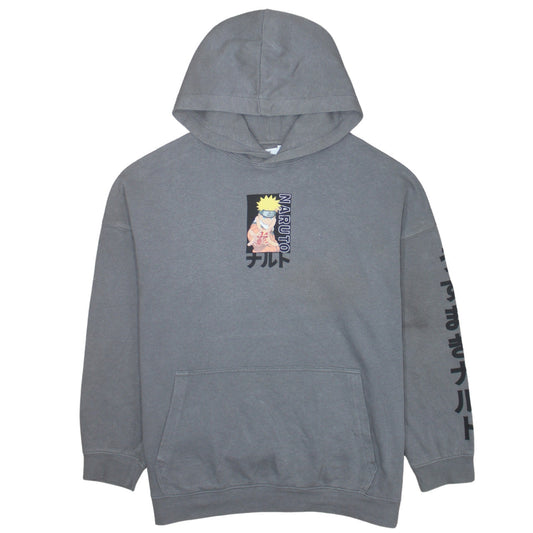 H&M Boys Grey Naruto Anime Pullover Hoodie 11-12 Years Graphic Fleece