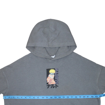 H&M Boys Grey Naruto Anime Pullover Hoodie 11-12 Years Graphic Fleece