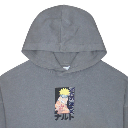 H&M Boys Grey Naruto Anime Pullover Hoodie 11-12 Years Graphic Fleece