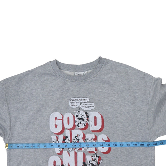 Disney Primark Womens Grey XS Sweatshirt Mickey Mouse Good Vibes Only