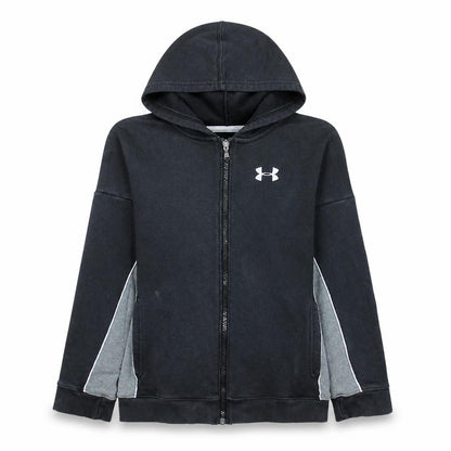 Under Armour Boys Black Full Zip Hoodie Size 10 Years Fleece ColdGear